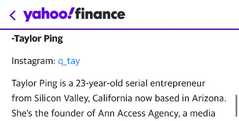 INSPIRING ENTREPRENEURS- YAHOO FINANCE