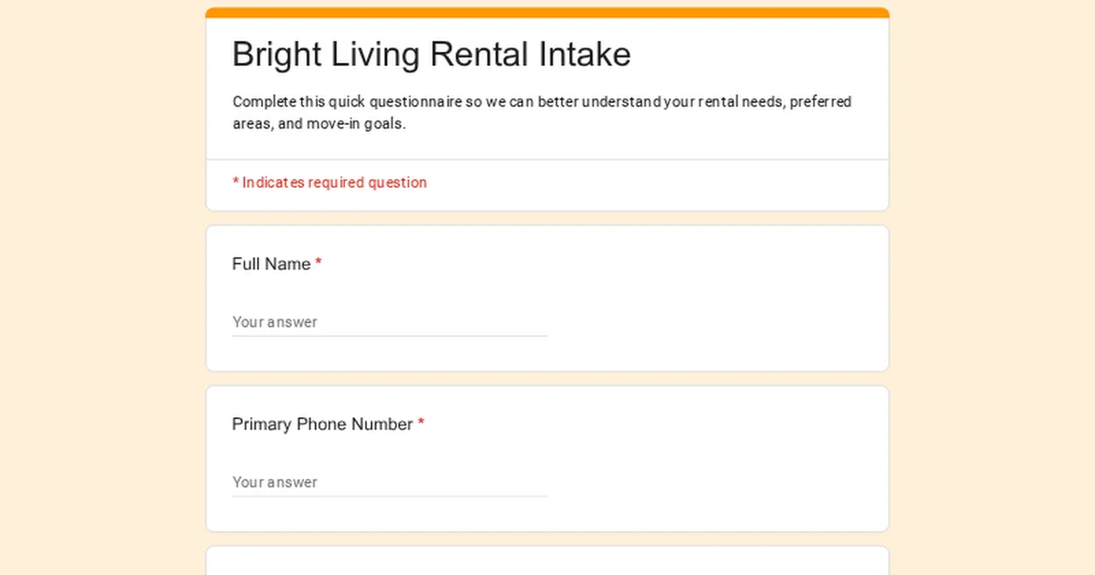 Bright Living Rental Intake