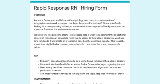 Content Specialist Application
