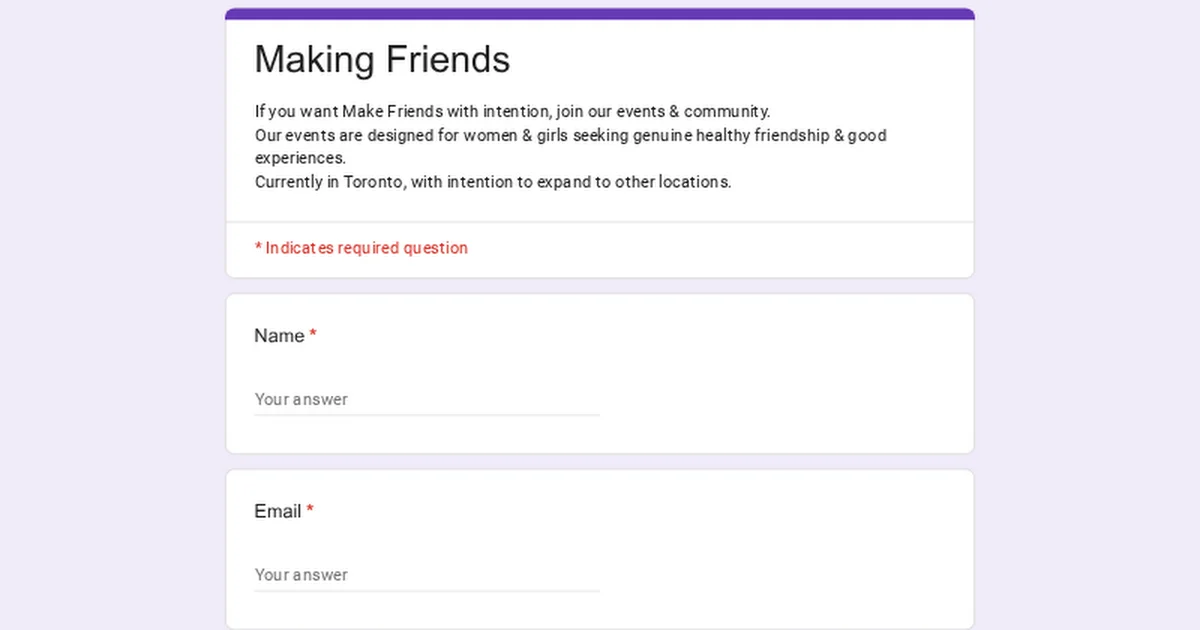 Making Friends: events for women