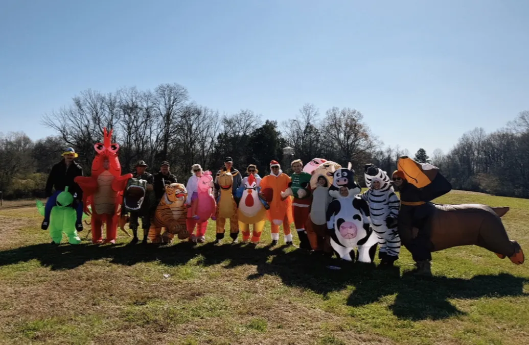 Inflatable Kickball Costumes 🐮🦞🐶🦖🐷