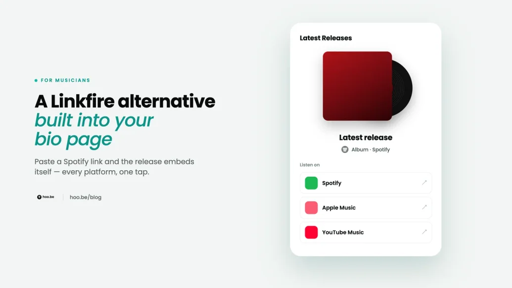 Featured image for Linkfire Alternative: How to Embed Your Music Release on Your Link in Bio