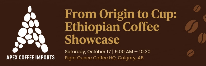 Select tickets – From Origin to Cup: Ethiopian Coffee Showcase with Apex Coffee Imports + Stronghold S2 live Demos – Eight Ounce Annex
