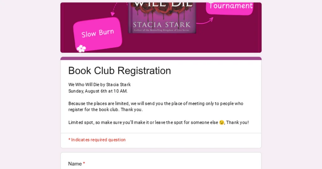 Book Club Registration