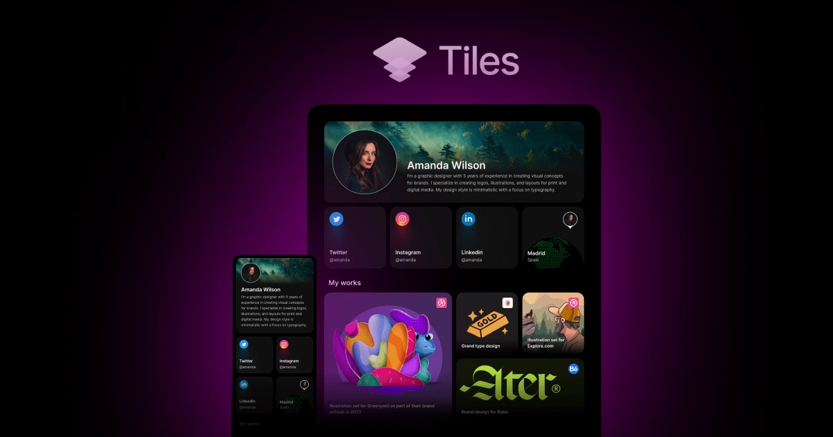 Tiles.bio - The most beautiful link in bio