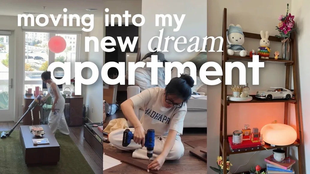 moving into my dream apartment 🏡 solo living, building furniture, new matcha station, settling in 🍵