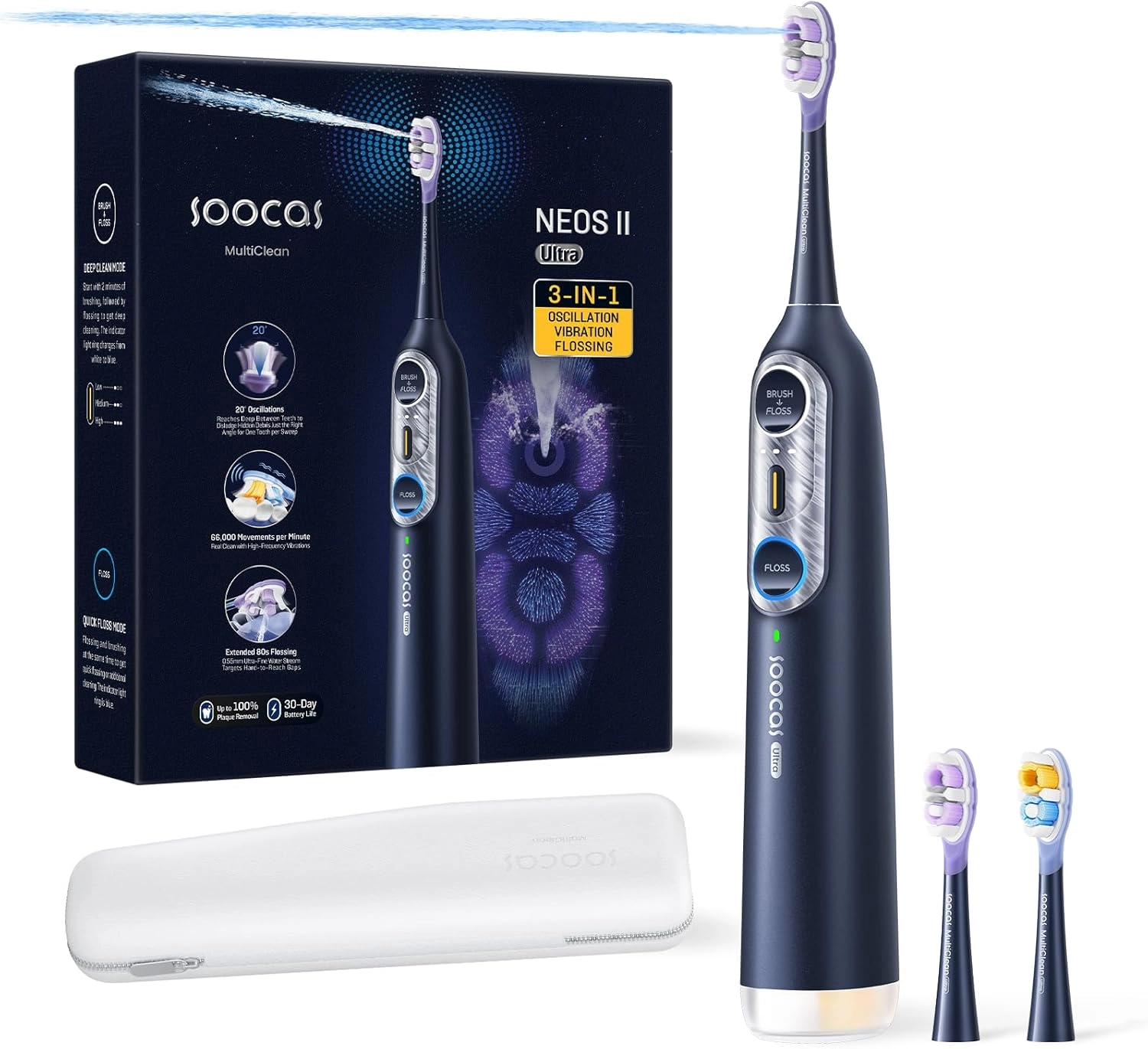 Shop Soocas NEOS II Ultra | 3-in-1: Floss, Vibrate & Oscillate