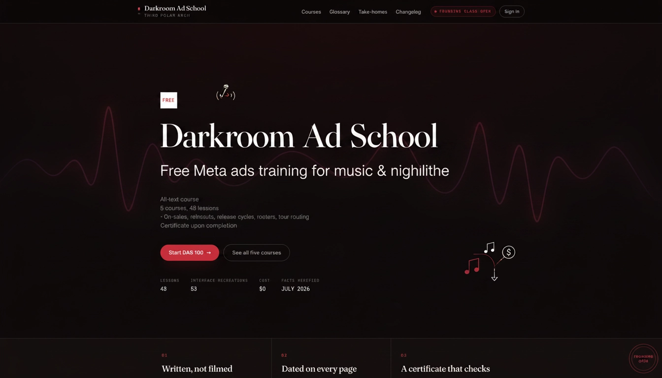 Darkroom Ad School - Free Meta ads training for music & nightlife