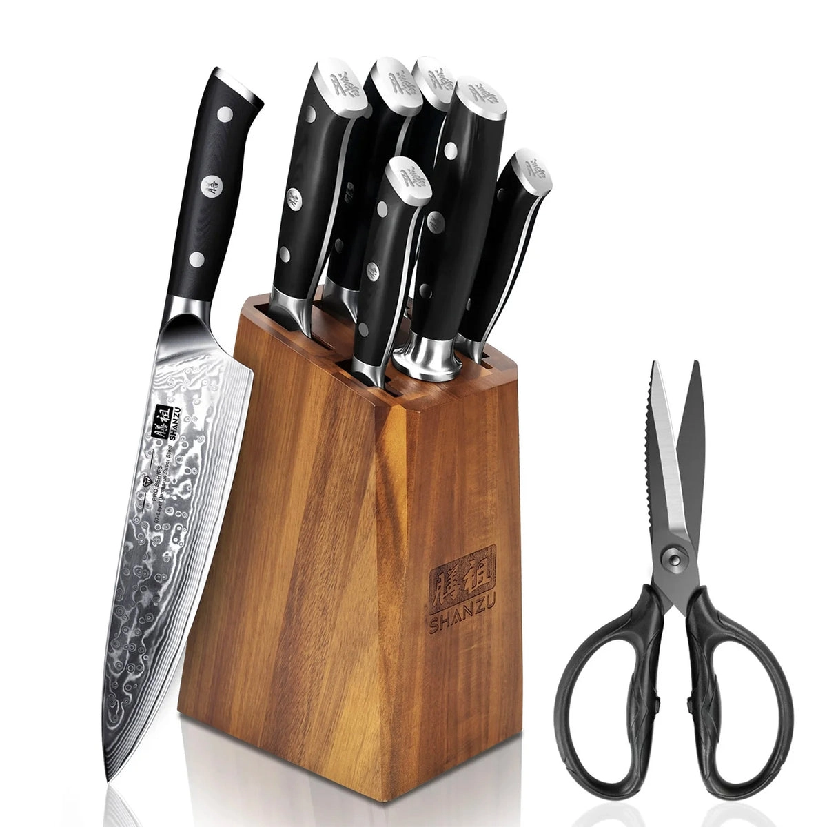 SHAN ZU 7-PCS Damascus PRO Knife Set Use Code: JS15 for 15% off