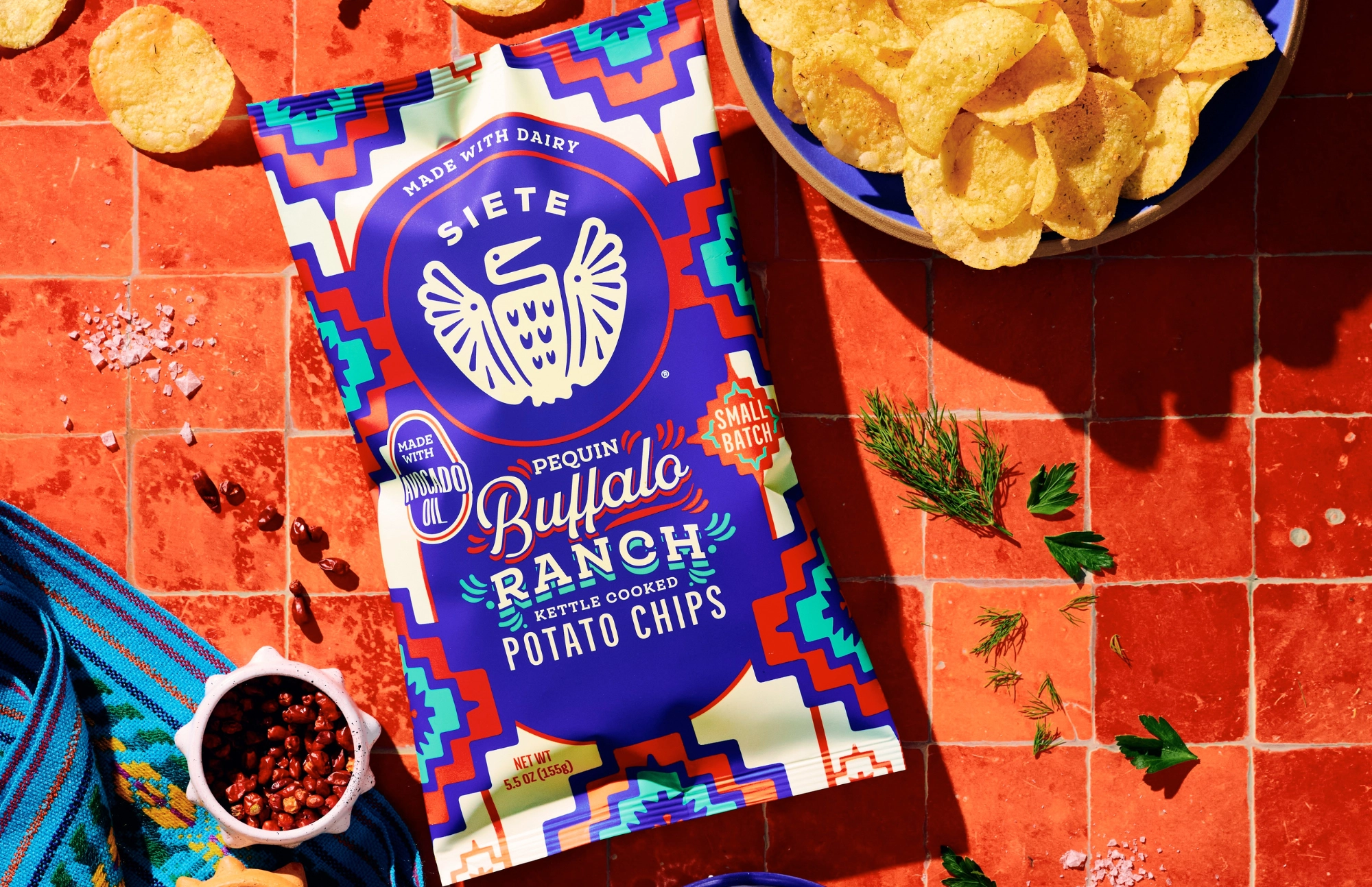 Siete Small Batch: Pequin Buffalo Ranch Kettle Cooked Potato Chips 💙🤍