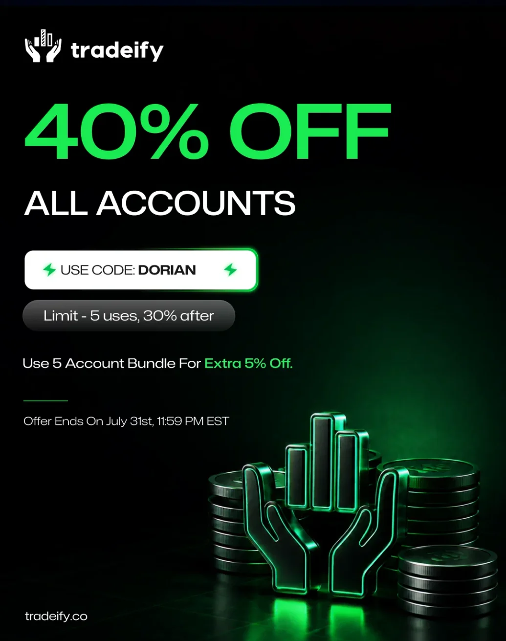 Code:Dorian 45% Instant Funding & Daily Payouts Plans