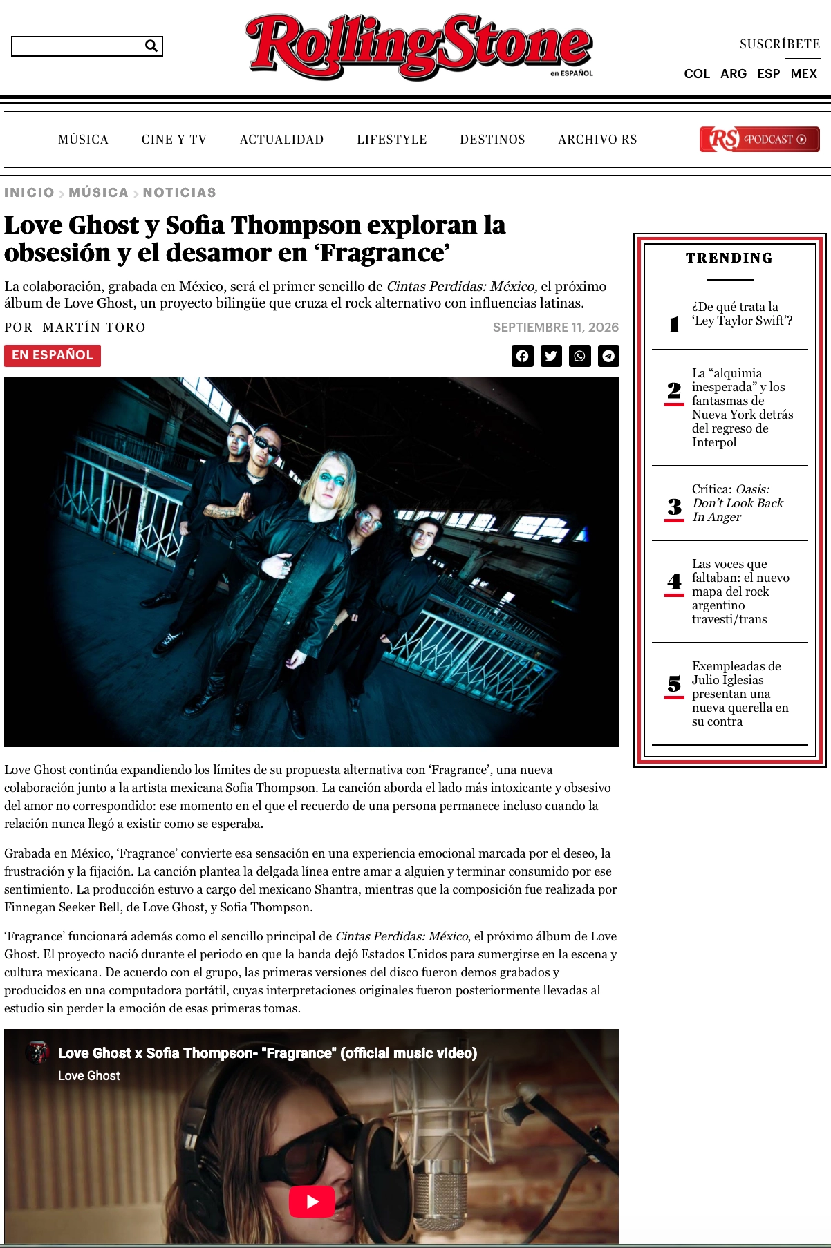 Love Ghost y Sofia Thompson exploran la obsesión y el desamor en ‘Fragrance’