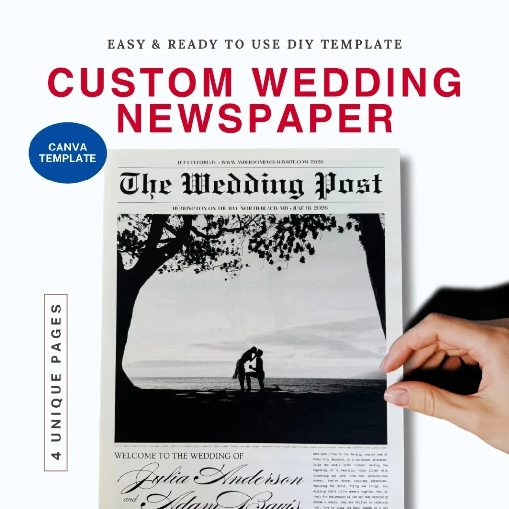 Canva Wedding Newspaper Template