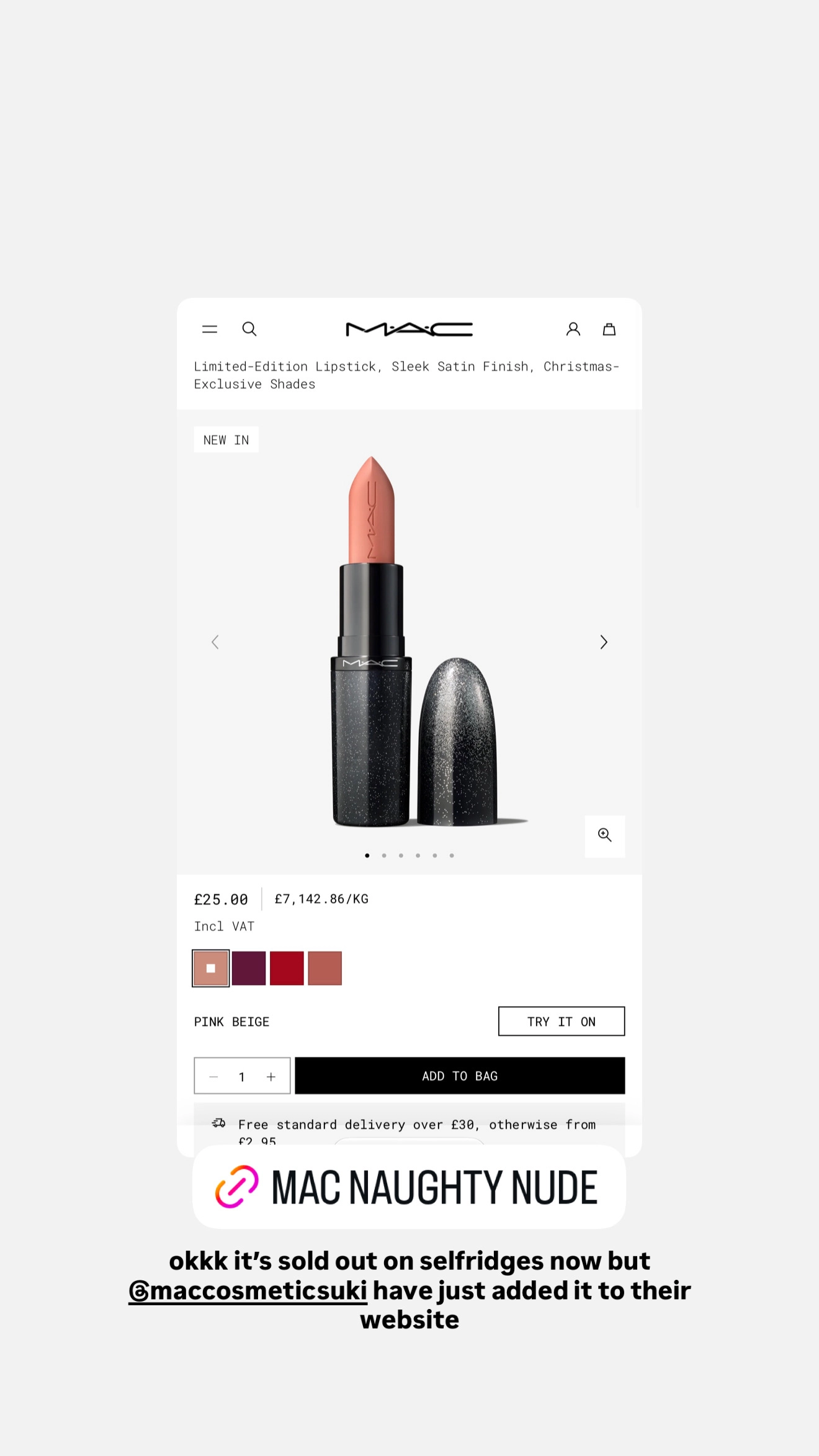 M·A·Cximal Sleek Satin Lipstick / Holiday