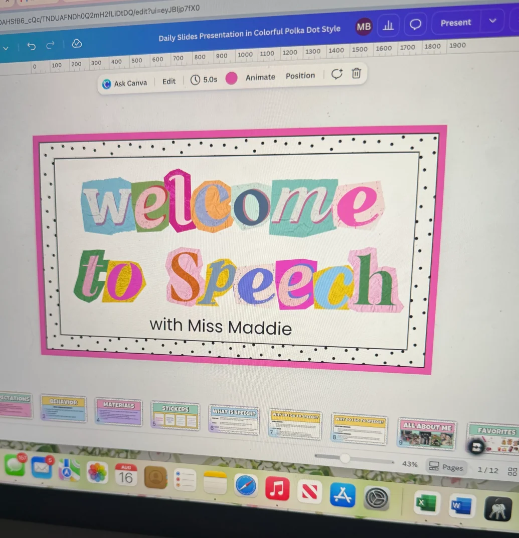 Editable Speech Therapy Welcome Slides