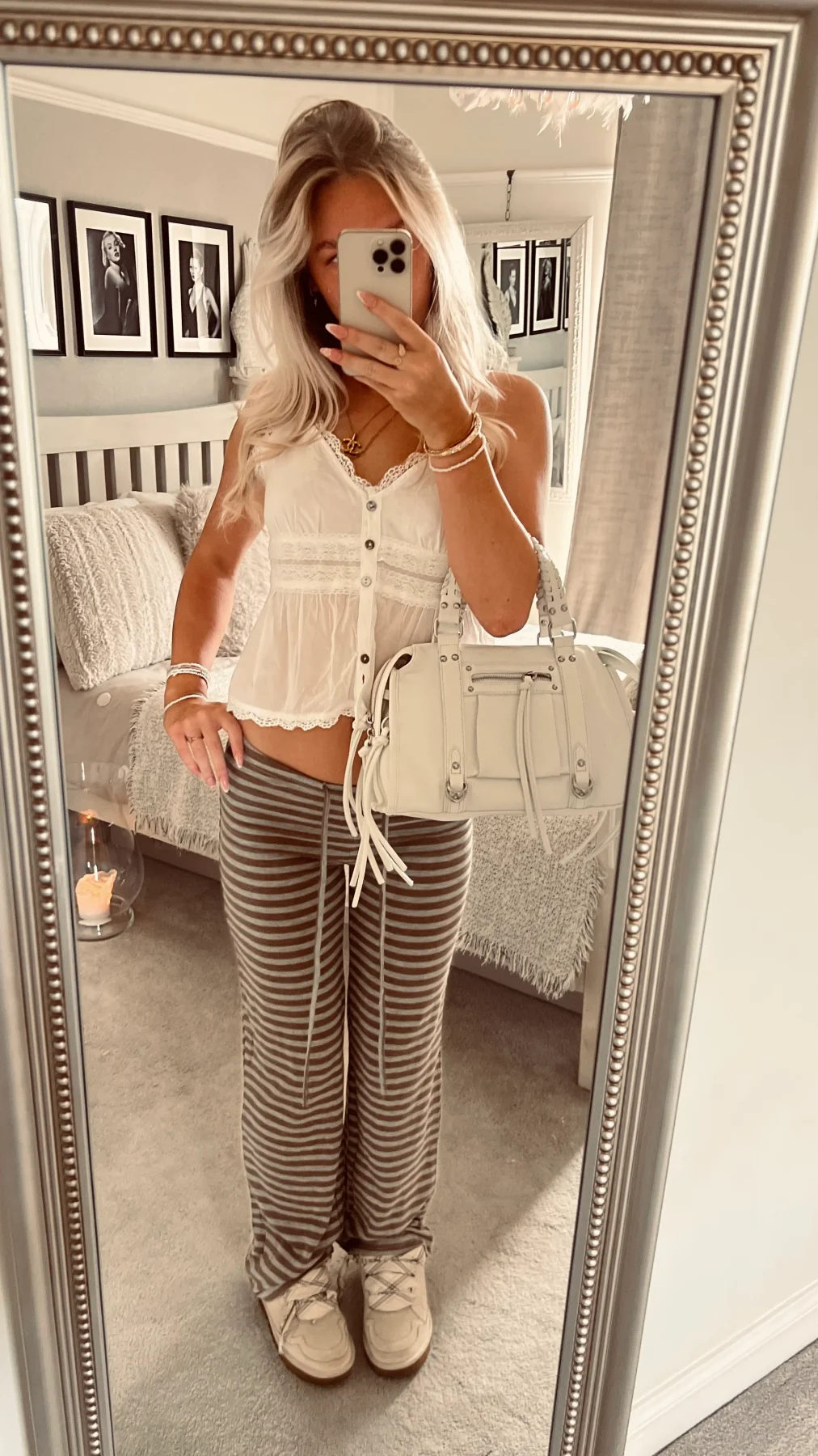 Low waist brown stripe pants🤎