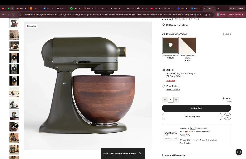 kitchen aid mixer - dark green