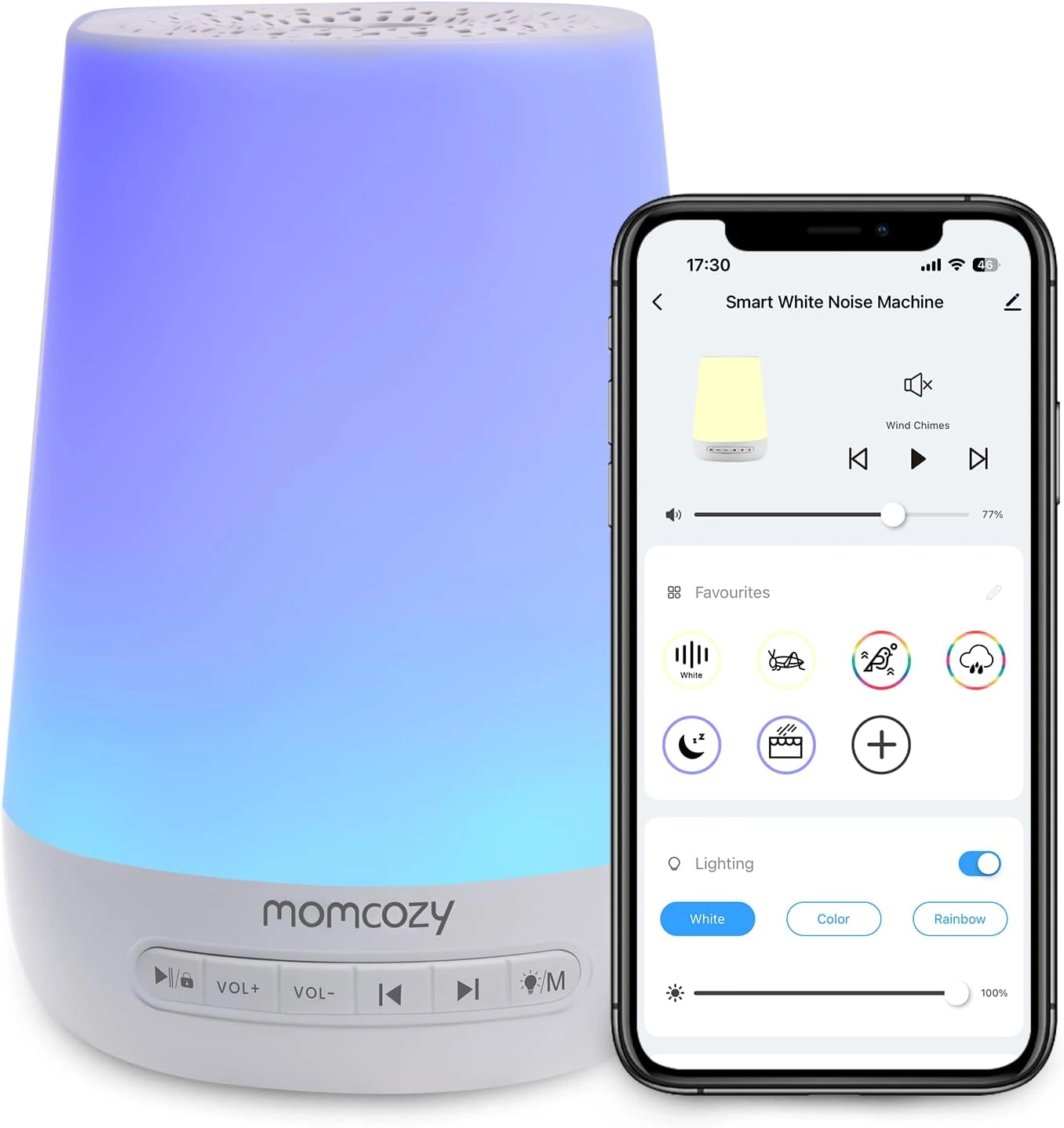 Momcozy Smart Baby Sound Machine with Night Light, White Noise Machine