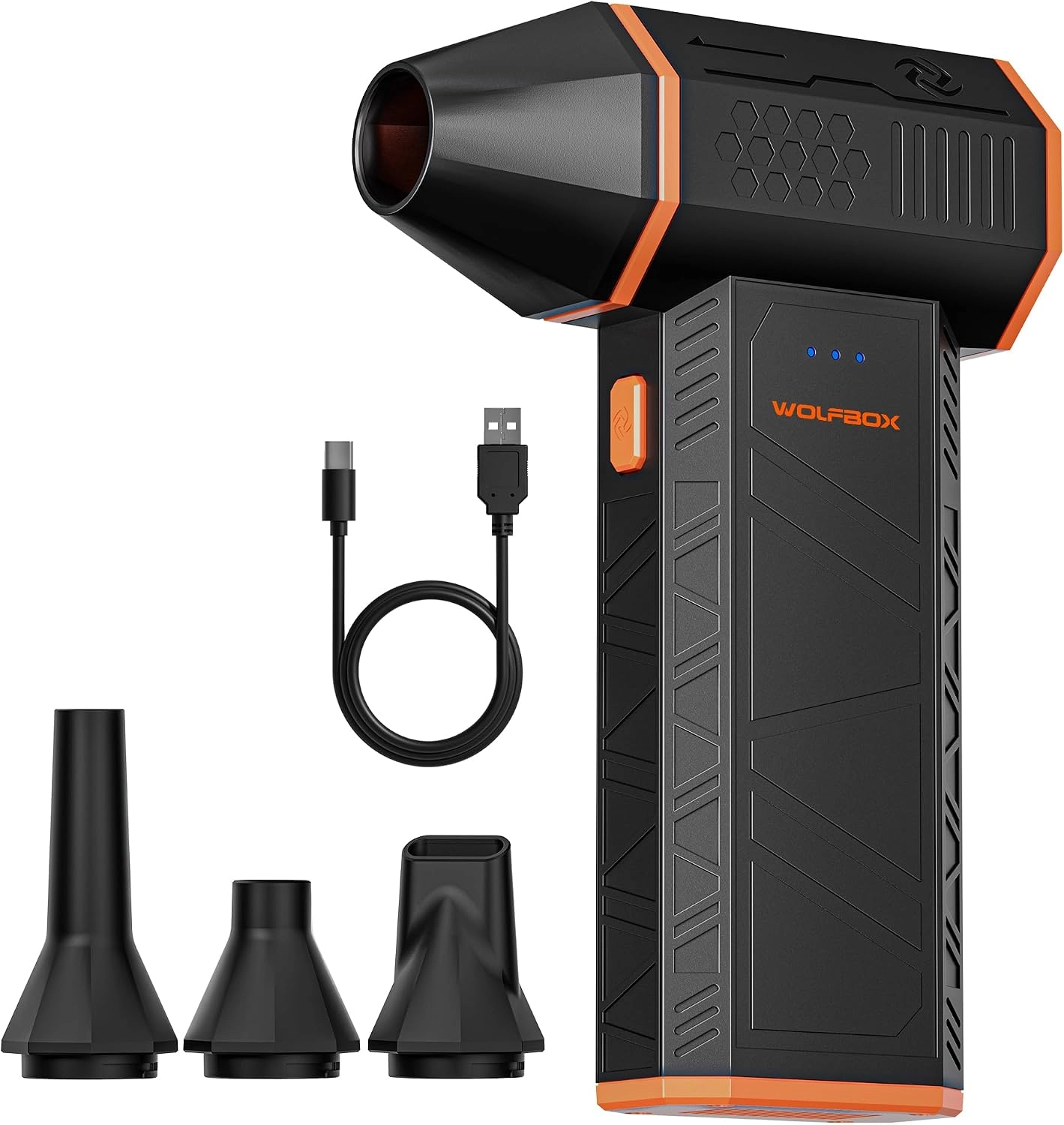 WOLFBOX MegaFlow 50 Compressed Air Duster, 110,000 RPM, 3-Gear Adjustable