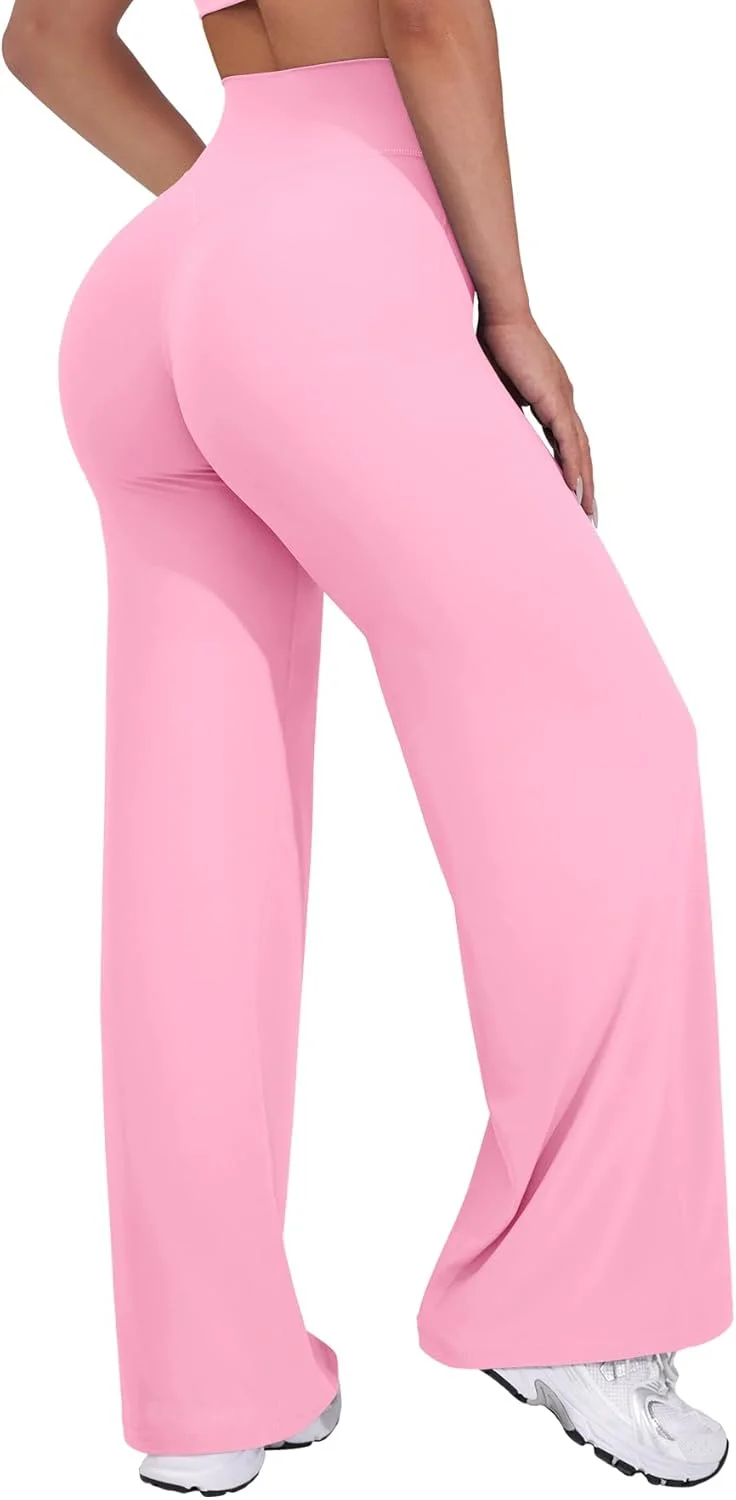 VOYJOY Straight Leggings Bottoms Wide Leg Pants for Women 29"/ 31.5"/33"/35" High Waist Stretch Casual Sweatpants