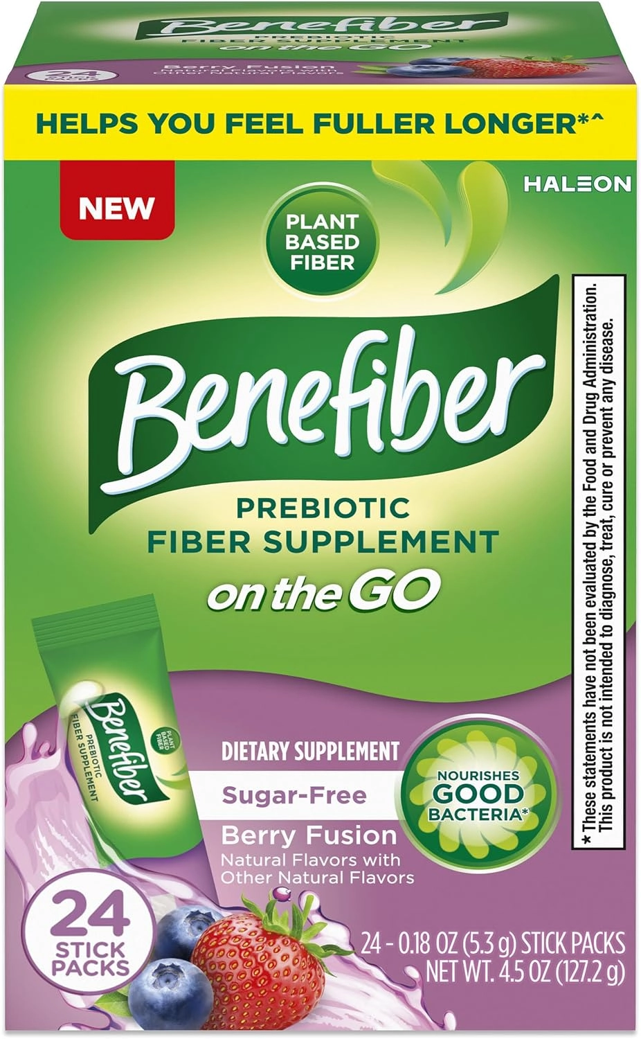 Benefiber On The Go Prebiotic Fiber Supplement Powder