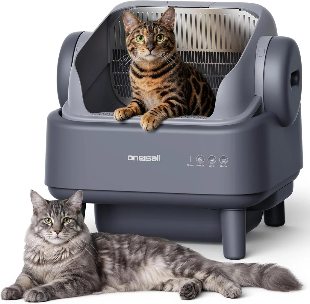 oneisall Self Cleaning Litter Box for Large&Multiple Cats: Ease S1 Open-Top Cat Litter Box